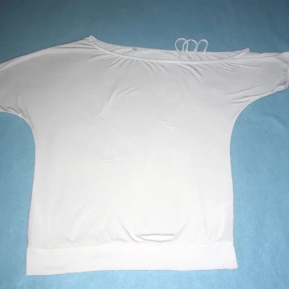 UNBRANDED triple spaghetti strap off shoulder short sleeves stretchy top size S